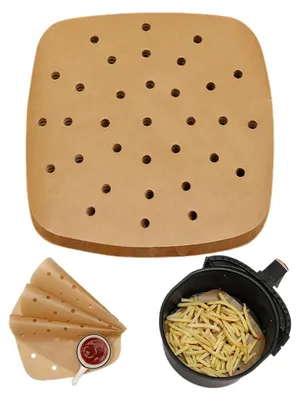 Immagine prodotto di Carta forno perforata, 100 pezzi, 23 cm, quadrata, per friggitrici ad aria