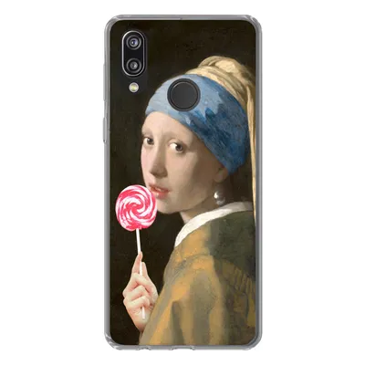 Produktbild von MuchoWow® Handyhülle Schutzhülle Hülle für Huawei P20 Lite (2020) Das Mädchen mit dem Perlenohrring - Vermeer - Lollipop Silikon Softcase Handy Hülle - Kartenhalter