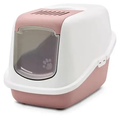 Obrázok produktu pre SAVIC Nestor White-Pink - Pokrývaná mačacia toaleta - 56x39x38,5 cm - 1 ks.