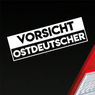 Produktbild von Auto Aufkleber Vorsicht Ostdeutscher Ostdeutschland Ossi 19x6 cm Weiss Matt Sticker Heckscheibenaufkleber