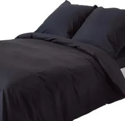 Image de HOMESCAPES Literie noir densité 200 fils, 155 x 220 cm