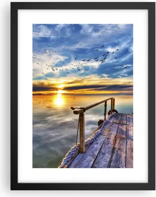 Produktbild von Gerahmtes Poster - Schwarzer Rahmen - See Brücke - 30x40 cm - Wand Bild - Wanddeko - Wandbilder - Kunstposter - Wandposter - Bilderrahmen - Bilder - Kunstdruck - Wandbild - P2BPA30x40-3963
