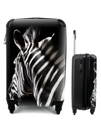 Produktbild von MuchoWow® Koffer Handgepäck Trolley Rollkoffer Kleine Reisekoffer mit 4 Rollen - Zebra - Wilde Tiere - Muster - Cabin Size < 55x40x23 cm & 55x40x20 cm - Fotokoffer - Kabinenkoffer - Boardgepäck - Reise-Box - Reisekoffer - Reisegepäck - Koffer mit Bild - Trolley für Kinder