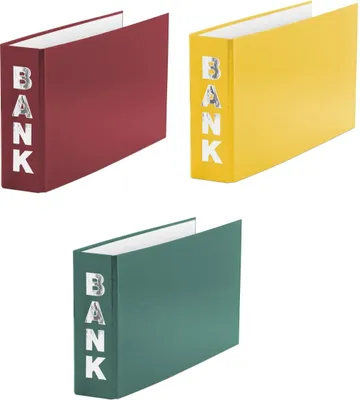 Produktbild von 3 Bankordner / 140x250mm / für Kontoauszüge / Farbe: je 1x gelb, rot, grün