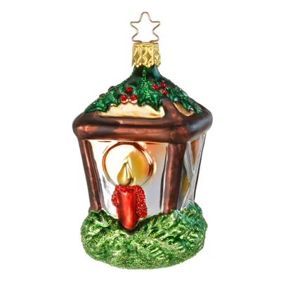 Produktbild von Christbaumschmuck Laterne mit Kerze Glas 10cm braun / grün, 1 Stück