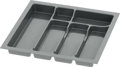 Produktbild von Sossai Besteckeinsatz Divio für Schubladen 50cm | 43 x 43 cm | Anthrazit Besteckkasten Schubladeneinsatz