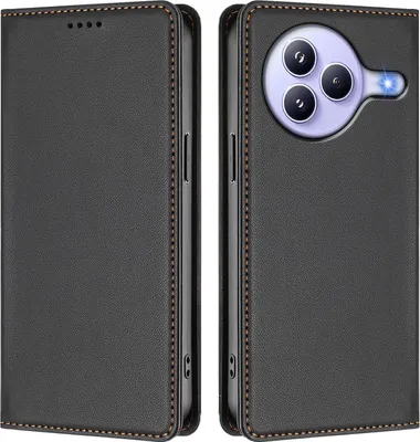 Image de Etui en cuir pour Xiaomi Civi 5 Pro, étui magnétique en cuirPolyuréthaneavec support Noir