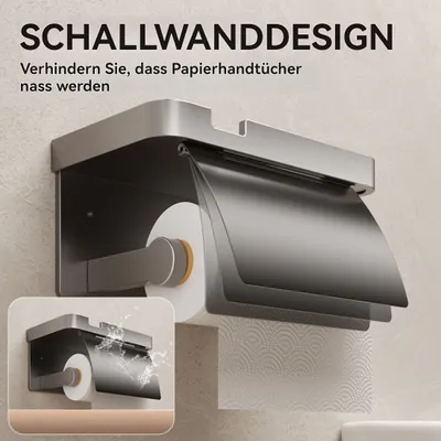 Eolax Toilettenpapierhalter Selbstklebend – 304 Edelstahl, Chrom, Halboffen, 15,2 Cm, Ohne Bohren
