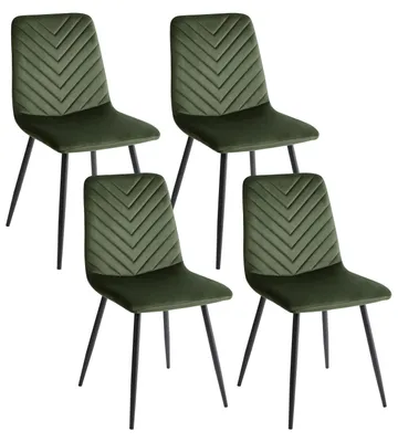Produktbild von BELIANI Esszimmerstühle 4er Set Olivgrün aus Samtstoff mit Schwarzen Beinen Elegant Moderner Stil für Esszimmer