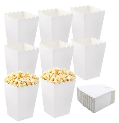 50 weiße Popcorndosen aus Papier, 5 x 11,5 cm, für Snacks