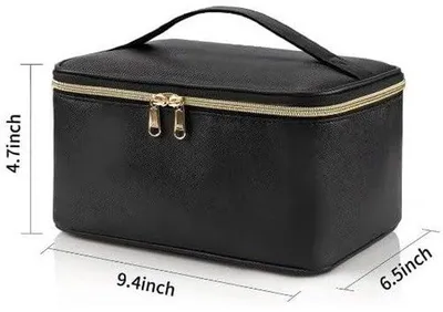 Zdjęcie produktu dla Kosmetyczka - Czarna - 16,5 x 12 x 24 cm - Wodoodporna skóra - Dla kobiet