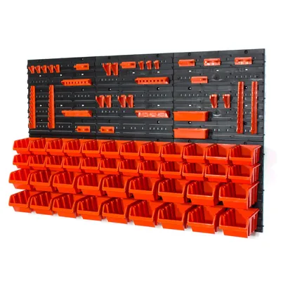 Imagen del producto de 42 cajas apilables con estante de pared, 120 x 80 cm | paneles de pared para almacenamiento, estantería para almacenamiento