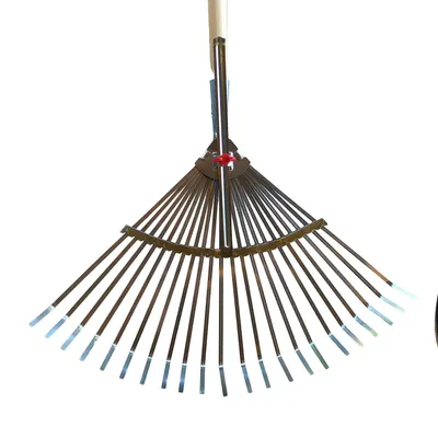 Produktbild von KOTARBAU® Laubrechen mit Stiel 45 cm Fächerbesen Metall Rechen für Gras & Laub Garten Besen mit Holzstiel 183 cm Laubbesen Stahl Türkis & Naturholz