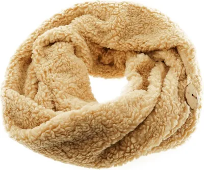 Produktbild von Kuscheliger Modeschal mit Knopf, Wickelschal 30x190 cm für kalte Tage Beige
