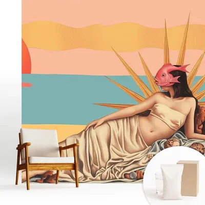 Produktbild von Fototapete selbstklebend - 250x250 cm - Tapete - Wandtapete - Wandbilder - Klebefolie - Dekofolie - Tapete Folie - Wand - Dekoration - Wohnzimmer - Der Westen des Surrealismus