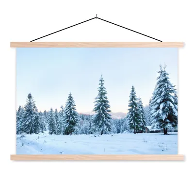 Produktbild von MuchoWow® Textilposter Winter - Schnee - Bäume 60x40 cm mit holzfarbenen Rahmen - Bilder