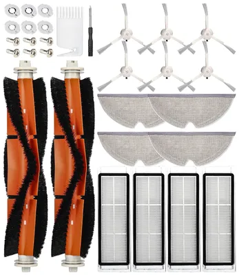 Staubsauger-Zubehörset, 2 Hauptbürsten, 6 Seitenbürsten, 4 HEPA-Filter, 4 Tücher