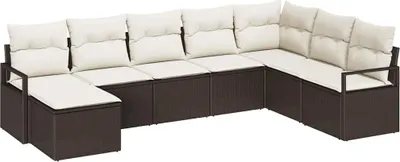 Image de Ensemble de Canapés avec coussin 8 pcs Marron polyrotin