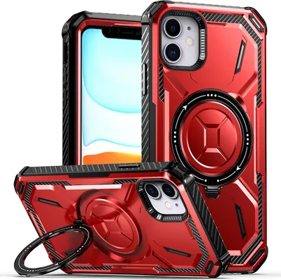 Produktbild von Schutzhülle für iPhone 11 Magnetisches Kickstand Hülle, Kompatibel mit Magsafe Ladegerät Rot