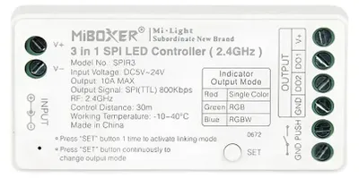 Obrázok produktu pre Miboxer ESPIR3 3 v 1 SPI LED kontrolér (2.4G) monochromatický/RGB/RGBW