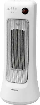 Obrázek produktu pro SENCOR SFH 8019WH Keramické topidlo, dotykové ovládání s LED displejem, 2 úrovně topného výkonu - 1200/2000 W, nastavení teploty na 5-35 °C, časovač 1-24 hodin, dálkové ovládání