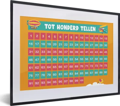 Produktbild von MuchoWow® MuchoWow® Gerahmtes Poster Kinderzimmer - Zählen - Lernen - Jungen - Mädchen - Kinder - Orange - Kinder 40x30 cm - Poster mit zchwarzem Bilderrahmen - Bilderrahmen - Poster im Rahmen