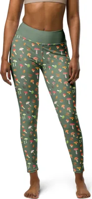 Produktbild von Mr. & Mrs. Panda Yoga-Hose Pilz Wald Größe XS - Grün - Geschenk, Leggings, Pilze, Leggins, Damen Sporthose, Laub Muster, Yogahose, Tights