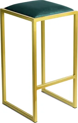 Produktbild von FERRO Barhocker 64 cm Gold - Grün – Moderner Metall Barstuhl ohne Lehne im Loft-Stil mit Gepolstertem Sitz