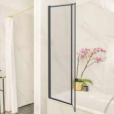Produktbild von Faziango Duschabtrennung 100X140cm  Faltwand für Badewanne Schwarz Rahmen Duschwand Badewannenaufsatz Duschabtrennungen