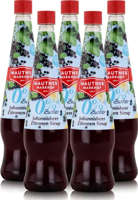Produktbild von Mautner Getränkesirup Johannisbeer Zitrone 0% Zucker 0,7L - Softdrink (5er Pack)
