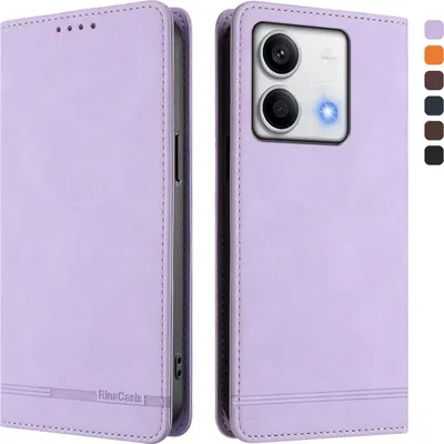 Immagine prodotto di Custodia per Xiaomi Redmi Note 13 5G, retro custodia in Finto cuoio flip con supporto e slot per carte Purple