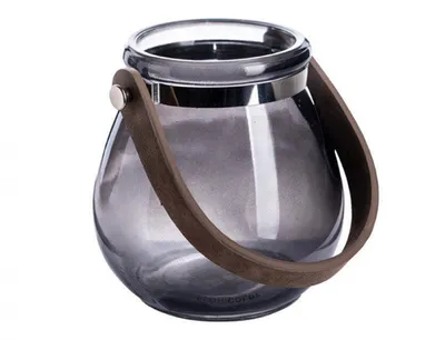 Produktbild von Glaslaterne "BELLY" Ø 10 x 10,5cm | Kerzenglas Windlicht ANTHRAZIT