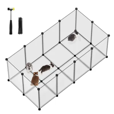 Obrázek produktu pro SONGMICS Klec pro malá zvířata, venkovní výběh s podlahovými panely, 145 x 72 x 57 cm, bílá