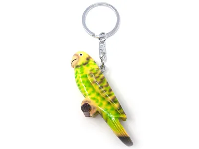 Image de Porte-clés bois - Perruche verte