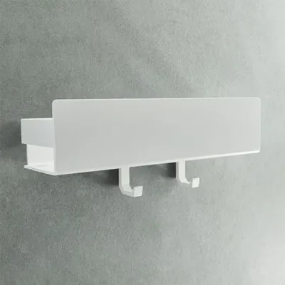 Produktbild von PolkaHome® Selbstklebendes Duschregal mit Schiebehaken, Mattweiß, 42 x 9 x 7 cm, Aluminium