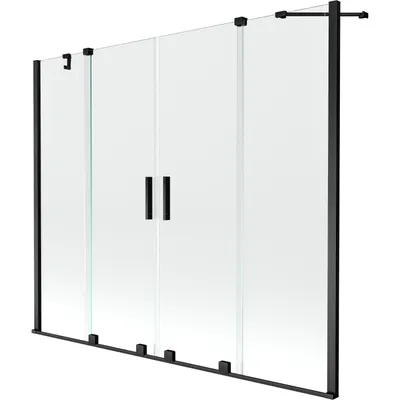 Obrázok produktu pre Mexen Velar Duo vaňová zástena dvojkrídlová Posuvný 200 x 150 cm, Priehľadné, Čierny - 896-200-000-02-70
