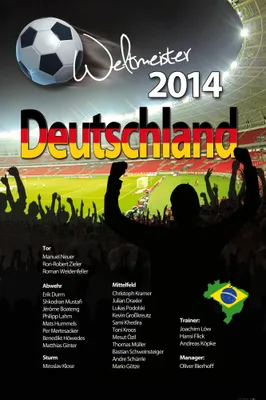 Produktbild von Fußball Kunstdruck Bild - Deutschland Weltmeister 2014 (120 x 80 cm)