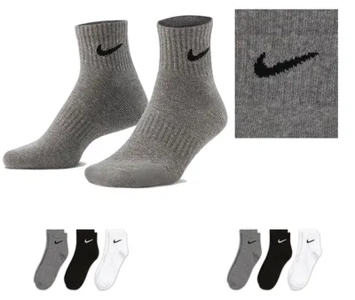 Produktbild von Nike SX7677 Socken Damen Herren Kurz Sportsocken Sparset - Größe: 38-42 - Farbe: 2 Paar weiss - 2 Paar grau - 2 Paar schwarz