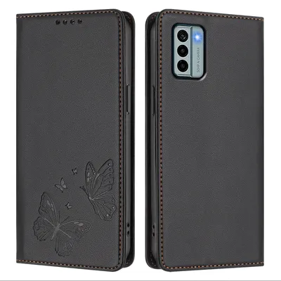 Obrázek produktu pro Kožené pouzdro pro Nokia G22, motýlí ražbou, peněženkové flip pouzdro se stojánkem Černá