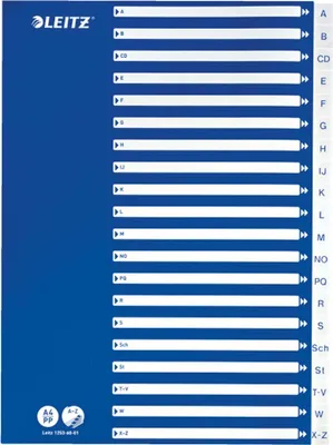 Immagine prodotto di Cartelle di plastica LEITZ, A-Z, A4, 21 sezioni, PP, bianco