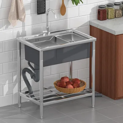 Produktbild von Freistehende Außenspüle mit Einzelschüssel aus Edelstahl und Wasserhahn