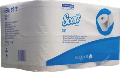 Produktbild von Scott® 8518 Kleinrollen Toilet Tissue - 3-lagig, geprägt, hochweiß, Rolle mit 350 Blatt, 6 Rollen pro Pack