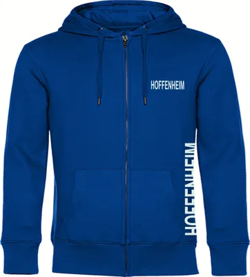 Produktbild von multifanshop Kapuzen Sweatshirt Jacke - Hoffenheim - Brust & Seite, blau, Größe M