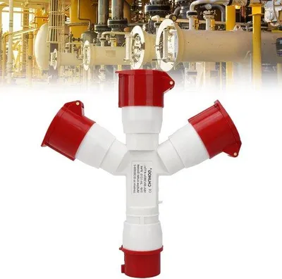 Image de Multiprise industrielle - 5 pôles, 380-415 V, triphasée, 16 A, étanche, boîtier en PA66, connecteur aviation - CEE rouge.