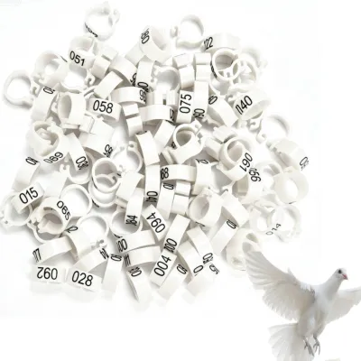 Vogelbeinringe 100 Stück, 8 mm, nummeriert 001-100, Weiß