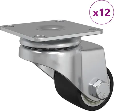 Obrázek produktu pro vidaXL Pevné kolečko 12 ks stříbrné 50 mm nylonové