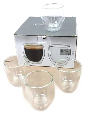 Obrázok produktu pre Creano dvojstenné poháre na espresso, sada 4 termo pohárov 100 ml s plávajúcim efektom