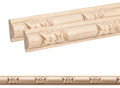 Produktbild von Holz Profilleiste in 14 x 7 x 1000 mm | 2er Set - 2 Meter | Schnitzleiste aus Kiefernholz SK-955 mit 3D geometrischem Band-Motiv