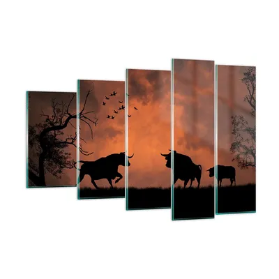 Produktbild von Bilder auf glas - Tier wütend Stier - 150x100cm - Glasbilder - Wandbilder - Kunstdruck - zum Aufhängen bereit - Wanddekoration aus Glas - Glas Bilder - Wandbild auf Glas - 5 Teile - GEG150x100-0494