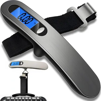 Produktbild von Digitale Kofferwaage Waage LCD Anzeige Gepäckwaage Fischwaagen Hängewaage Handwaage Großem LCD-Anzeige Reisewaage bis 50kg Reisen Gepäck Silber Retoo